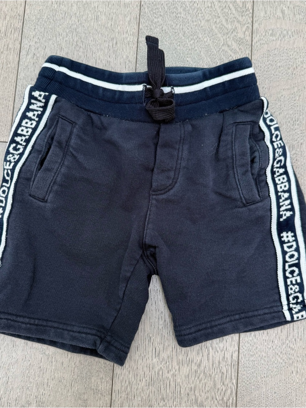 Dolce & Gabbana Boys Navy Logo Tape Cotton Shorts